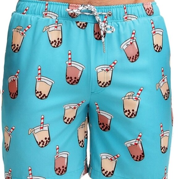 S🩳Mosmann David Jones Blue&Tan Bubble Tea Swim Short Trunks - Picture 2 of 8